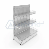 Стеллаж торговый пристенный Нордика, 2000-1250-500, 3 полки