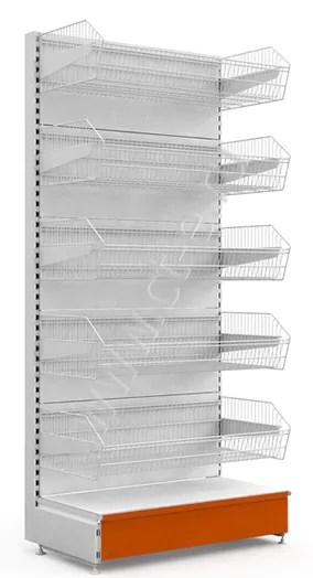 Стеллаж торговый с 5 проволочными корзинами 2400*600*500