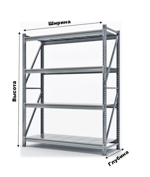 Стеллаж грузовой 2500*1500*1000 5 ярусов с настилами