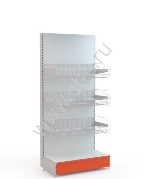 Стеллаж торговый с 3 проволочными корзинами 2000*600*500