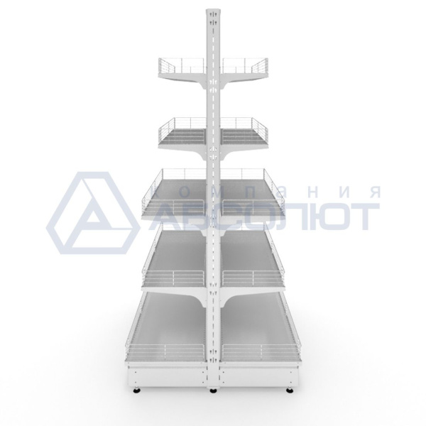 Стеллаж торговый островной Нордика 2250-1250-1070, 10 полок
