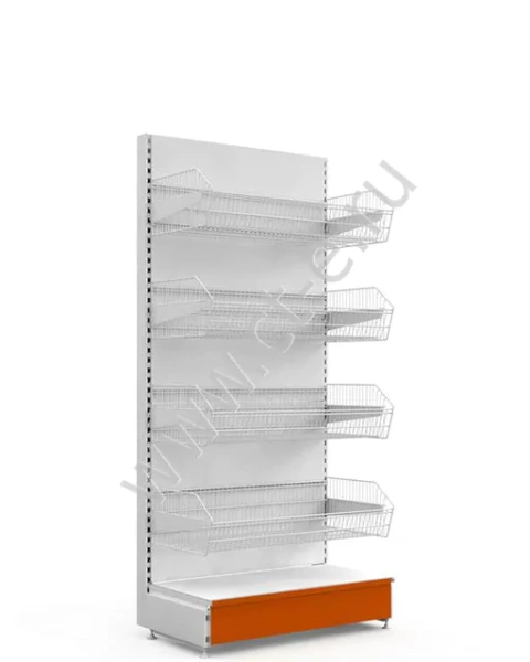 Стеллаж торговый с 4 проволочными корзинами 2000*600*500