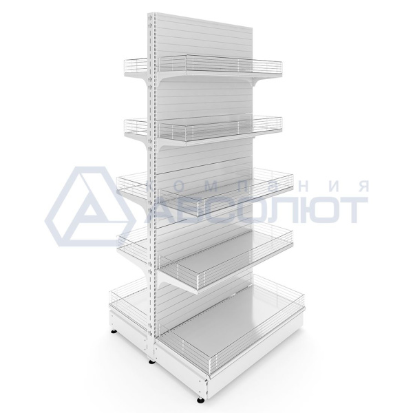 Стеллаж торговый островной Нордика 2400-665-1070, 10 полок