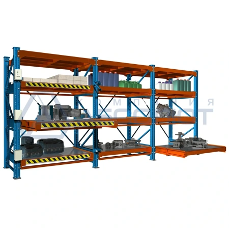 Доп секция стеллажа с выкатными платформами полного выдвижения Slide-1400,1000*1205, с мех. приводом полки от компании Абсолют