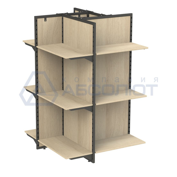 Стеллаж островной четырехсторонний со стенками ЛДСП, высотой 1900 мм